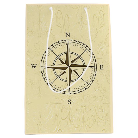  Nautical Compass Roos Ivory Medium Cadeauzakje (Voorkant)