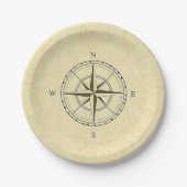  Nautical Compass Roos Ivory Papieren Bordje (Voorkant)