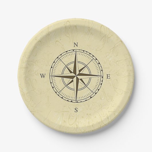  Nautical Compass Roos Ivory Papieren Bordje (Voorkant)