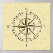  Nautical Compass Roos Ivory Poster (Voorkant)