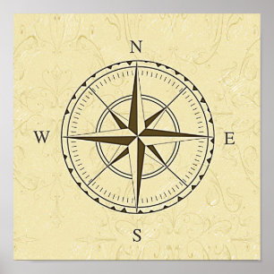 Nautical Compass Roos Ivory Poster