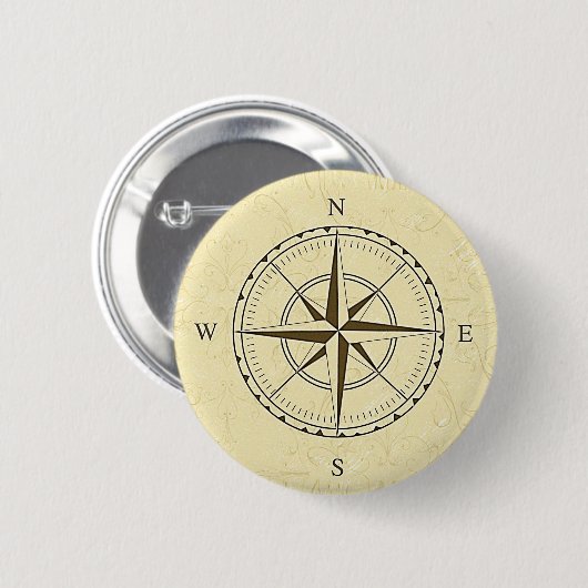  Nautical Compass Roos Ivory Ronde Button 5,7 Cm (Voorkant /achterkant)
