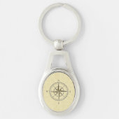  Nautical Compass Roos Ivory Sleutelhanger (Voorkant)