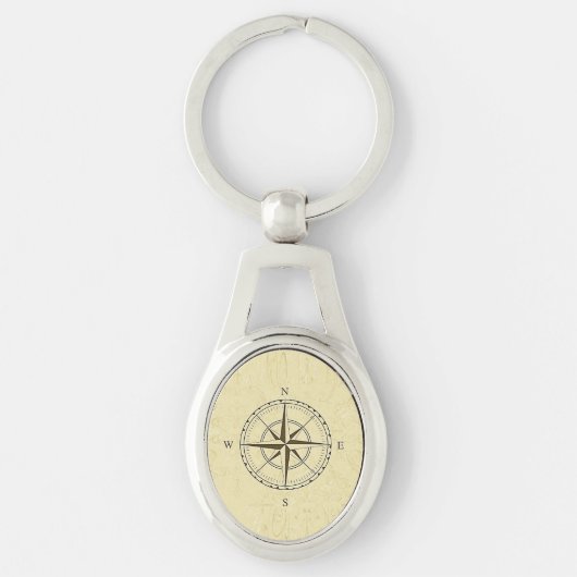  Nautical Compass Roos Ivory Sleutelhanger (Voorkant)