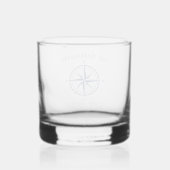 Nautical Compass Roos Navy Blue Family Name Whisky Glas (Achterkant)