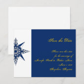 Nautical Compass Roos Navy Yellow Save the Date (Voorkant / Achterkant)