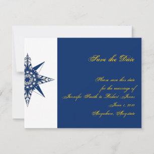 Nautical Compass Roos Navy Yellow Save the Date