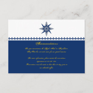 Nautical Compass Roos Navy Yellow Wedding Insert Informatiekaartje