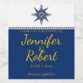 Nautical Compass Roos Navy Yellow Wine Label Wijn Etiket (Enkel label)