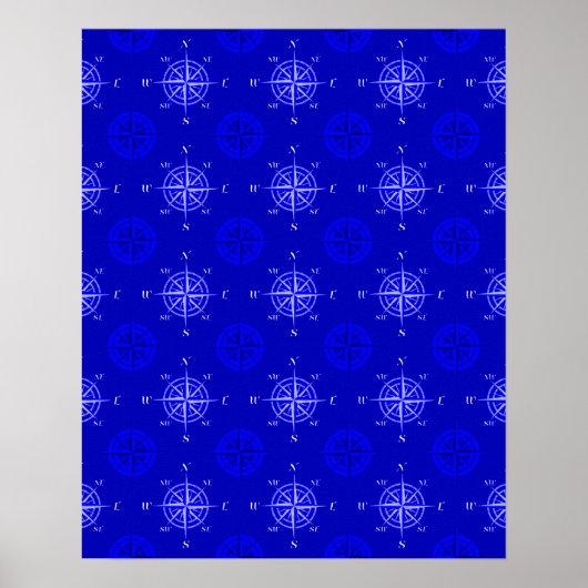 Nautical Compass Roos Poster (Voorkant)