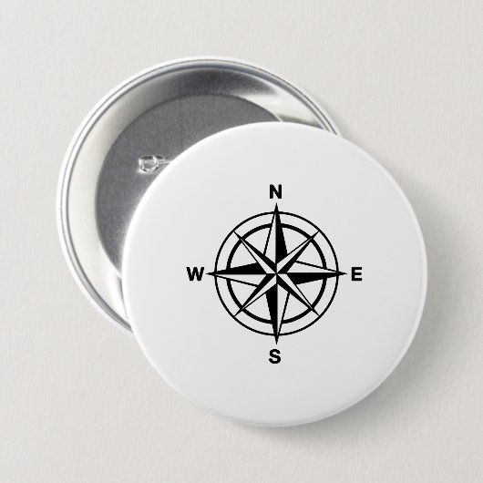 Nautical Compass Roos Ronde Button 7,6 Cm (Voorkant /achterkant)