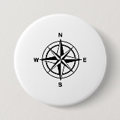 Nautical Compass Roos Ronde Button 7,6 Cm (Voorkant)