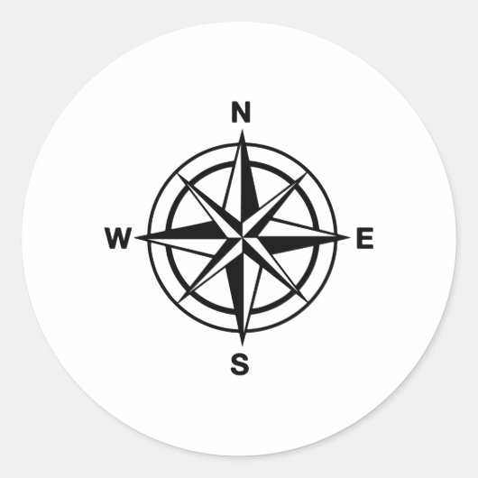 Nautical Compass Roos Ronde Sticker (Voorkant)