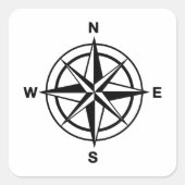 Nautical Compass Roos Vierkante Sticker (Voorkant)