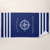 Nautical Compass Roos Welkomstnaam aan boord Strandlaken (Voorkant)