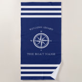 Nautical Compass Roos Welkomstnaam aan boord Strandlaken (Voorkant)