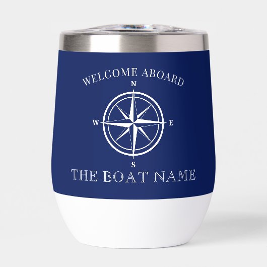 Nautical Compass Rose Welcome Aboard Boat Name (Voorkant)