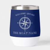 Nautical Compass Rose Welcome Aboard Boat Name (Achterkant)