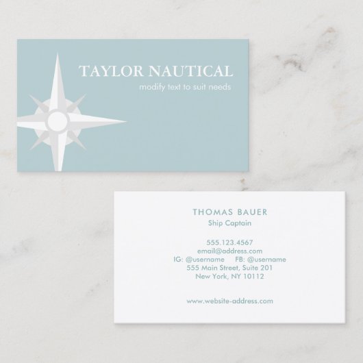 Nautical Compass Sailing and Boating Visitekaartje (Voorkant / Achterkant)