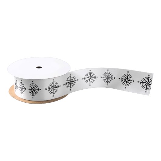 Nautical Compass Satin Ribbon Satijnen Lint (Spoel)