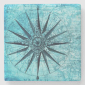 Nautical Compass Stenen Onderzetter (Voorkant)
