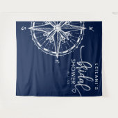 Nautical Compass Vrijgezellenfeest Navy Tapestry Wandkleed (Voorkant (horizontaal))