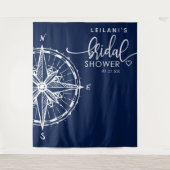 Nautical Compass Vrijgezellenfeest Navy Tapestry Wandkleed (Voorkant)