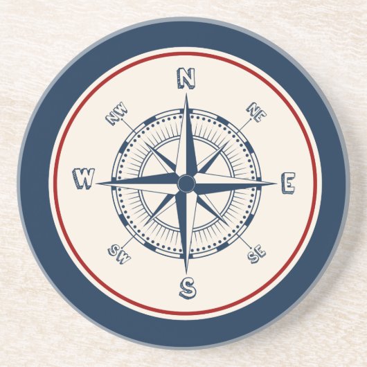 Nautical Compass Zandsteen Onderzetter (Voorkant)