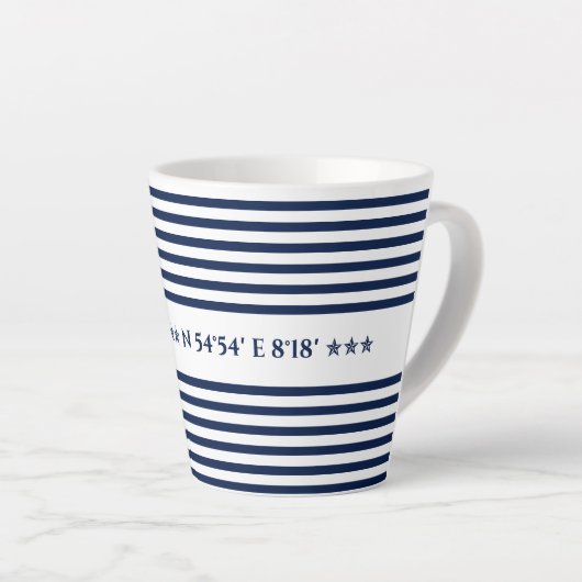 Nautical Coordinates, Personalizelable Latte Mok (Rechterhoek)
