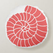Nautical Coral and Navy Seashell Rond Kussen (Voorkant)