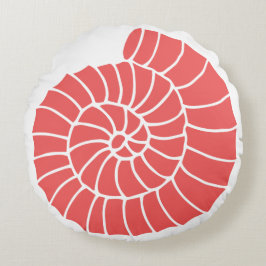 Nautical Coral and Navy Seashell Rond Kussen