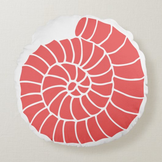Nautical Coral and Navy Seashell Rond Kussen (Voorkant)