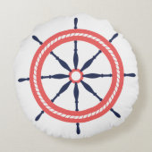 Nautical Coral Oranje Navy Pak de Helm Mate! Rond Kussen (Achterkant)