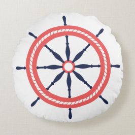 Nautical Coral Oranje Navy Pak de Helm Mate! Rond Kussen