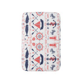 Nautical Coral Oranje Navy Whales Ropes en Banner Badmat (Voorkant Verticaal)