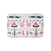 Nautical Coral Oranje Navy Whales Ropes en Banner Badmat (Voorkant)