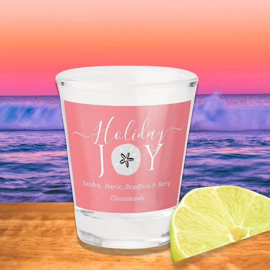 Nautical Coral Pink Joy Sand dollar Shot Glass Glas