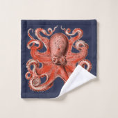 Nautical Coral Pink Octopus Zee Bad Handdoek (Wasdoekje)