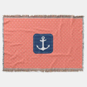 Nautical Coral Polka Dot Pattern Blue Anchor Deken (Voorkant)