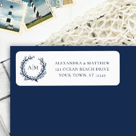 Nautical Coral Reef Wedding Return Address Etiket