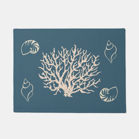Nautical Coral Seashells Doormat Deurmat (Voorkant)