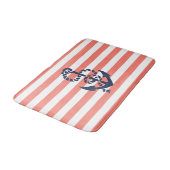 Nautical Coral Stripe & Navy Anchor Badmat (Gekanteld)