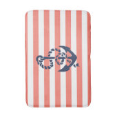 Nautical Coral Stripe & Navy Anchor Badmat (Voorkant Verticaal)