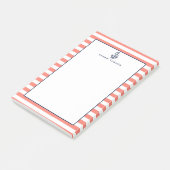 Nautical Coral Stripe & Navy Anchor Specialized Post-it® Notes (Schuin)
