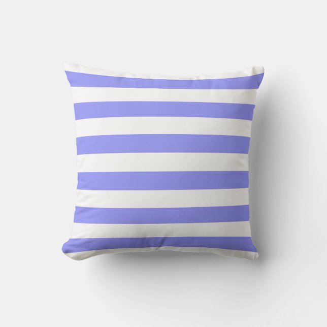 Nautical Cornflower Blue en White Striped Kussen (Voorkant)