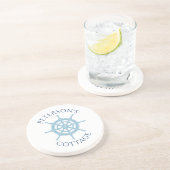 Nautical Cottage Navy Blue Specialized Name Zandsteen Onderzetter (Zijkant)