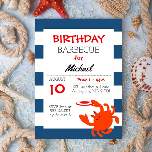 Nautical Crab All Occasion Invitation Kaart