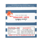 Nautical Crab Baby Showe Favor Snoep Wrappers Notitieblok (Voorkant)