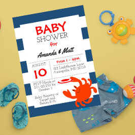 Nautical Crab Baby shower Kaart