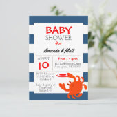 Nautical Crab Baby shower Kaart (Staand voorkant)